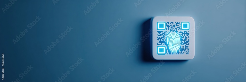 Aufkleber Fraudulent QR Code Notification With Fingerprint Alert Displayed on a Screen in a Digital Security Setting