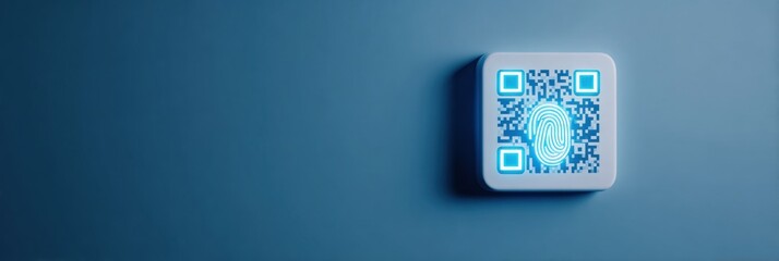 Fraudulent QR Code Notification With Fingerprint Alert Displayed on a Screen in a Digital Security Setting