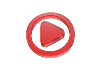 Isolated Red Play Button with Glass Effect