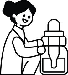 A woman is holding a bottle of medicine and smiling