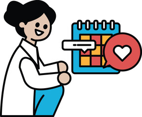 A woman is sitting on the floor with a calendar in front of her