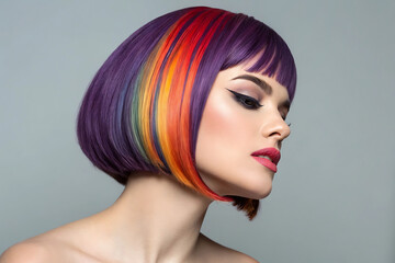 Long red hair of a glamorous woman with sensuality and beauty