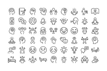 Mental Health and Brain Activity Line Icons | Psychology, Therapy, Stress & Awareness Pack