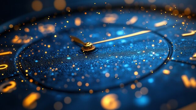 Time's passage in a shimmering clock face - Powered by Adobe