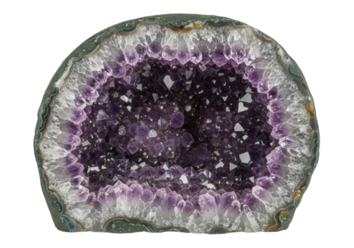 Isolated Amethyst Geode Crystal Cluster with Purple Sparkles
