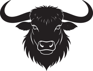 Yak Head in Silhouette Vector | Strong Black Vector Art for Rustic Animal Illustration