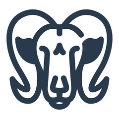Bighorn Sheep with Curved Horns Outline