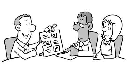 Silhouette of two men in discussion business meeting