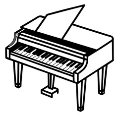 Grand piano outline illustration music instrument