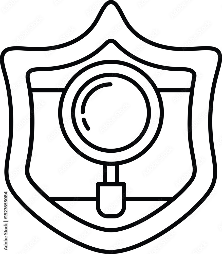 Poster a shield with a magnifying glass on it