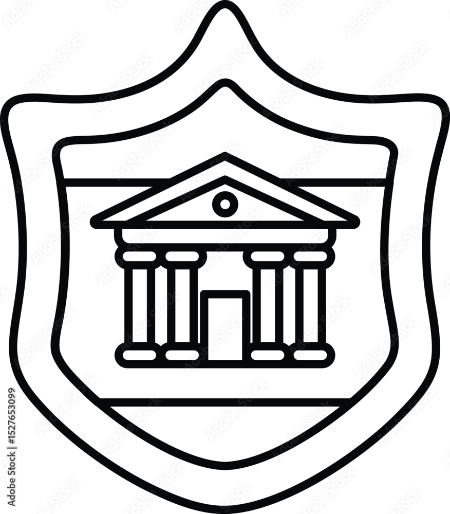 Aufkleber a shield with a building on it
