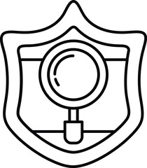 A shield with a magnifying glass on it
