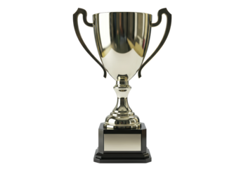 Isolated Gold Trophy Cup with Black Base Award Victory