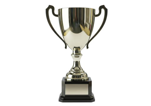Isolated Gold Trophy Cup with Black Base Award Victory