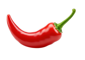 Isolated Red Chili Pepper with Vibrant Green Stem