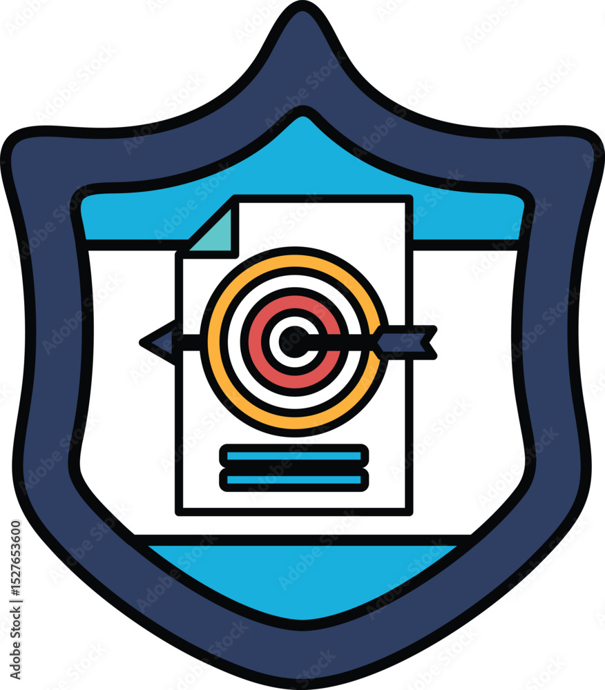 Poster a shield with a paper and a target on it