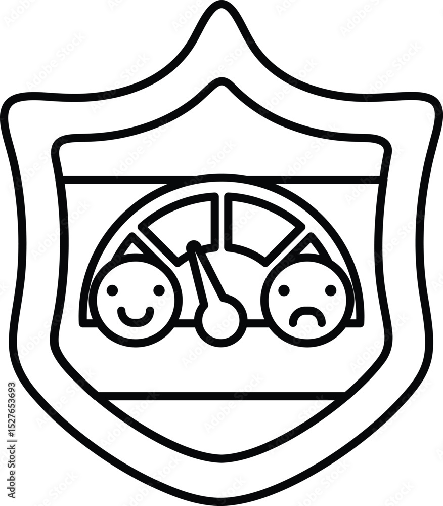 Poster a shield with a smiling face and a frowning face with a speedometer in between