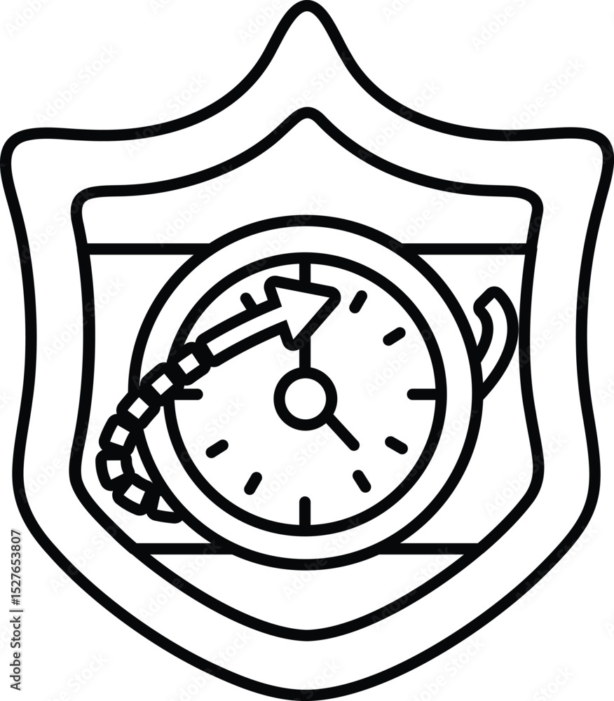 Poster a black and white drawing of a clock with an arrow pointing to the number 12