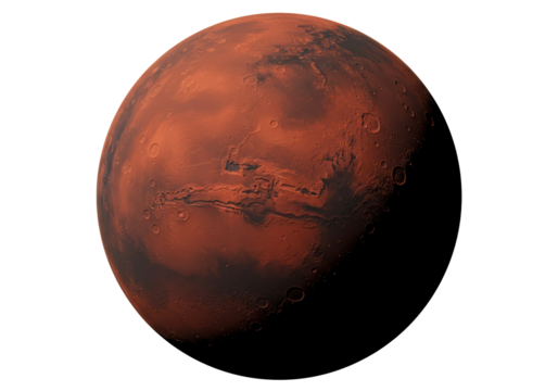 Isolated Planet Mars with Detailed Surface Features