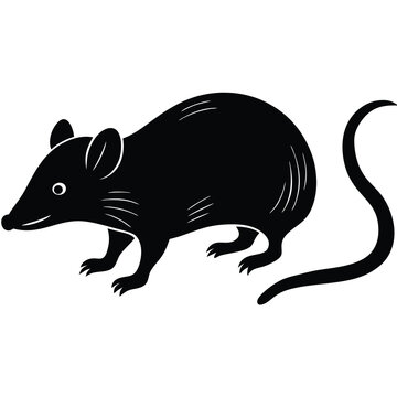 black rat silhouette on white background clip art preview