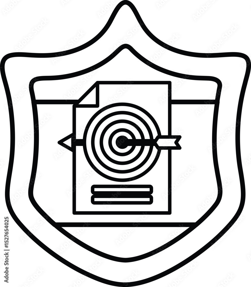 Poster a shield with a paper and a target on it