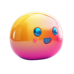 Fototapeta premium Cheerful Emoji Character Round Glowing Smile Happy Face Icon Digital Art on transparent background