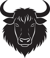 Yak Head in Silhouette Vector | Strong Black Vector Art for Rustic Animal Illustration