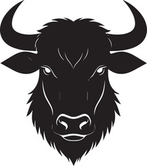 Yak Head in Silhouette Vector | Strong Black Vector Art for Rustic Animal Illustration