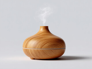 Modern essential oil diffuser releasing soothing aromatic mist into air