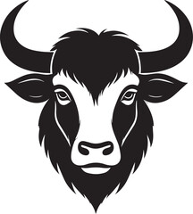 Yak Head in Silhouette Vector | Strong Black Vector Art for Rustic Animal Illustration