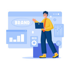 SEO branding digital marketing stategy vector illustration