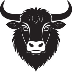 Yak Head in Silhouette Vector | Strong Black Vector Art for Rustic Animal Illustration