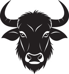Yak Head in Silhouette Vector | Strong Black Vector Art for Rustic Animal Illustration