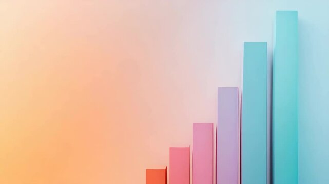 Colorful 3d bar graph on gradient background