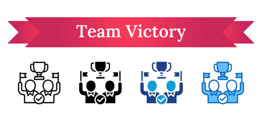 Team Victory Multi Style - Group celebrating with a trophy, representing success, achievement, or team accomplishment