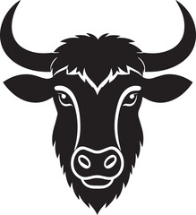 Yak Head in Silhouette Vector | Strong Black Vector Art for Rustic Animal Illustration