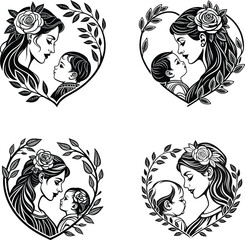 Obraz premium Tender mother and child illustration