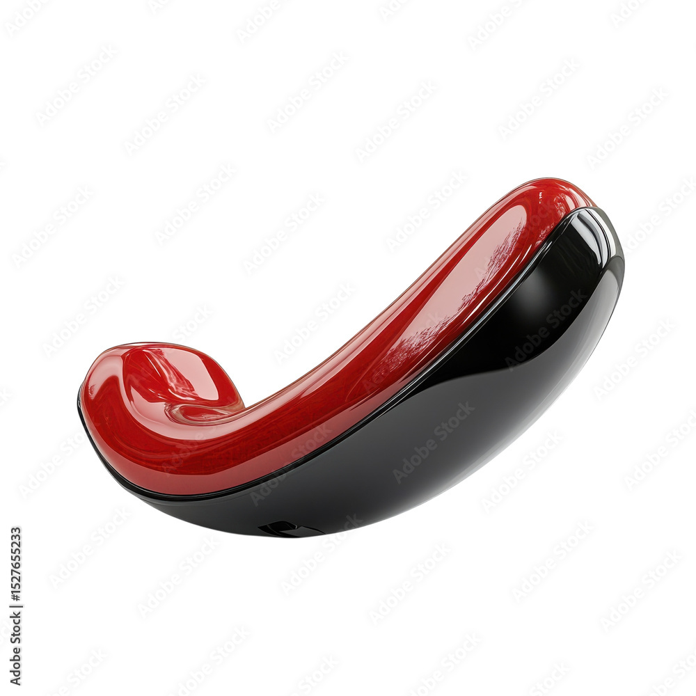 Poster modern minimalist sculpture design art object sleek artistic lines red on transparent background