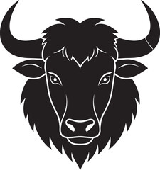 Yak Head in Silhouette Vector | Strong Black Vector Art for Rustic Animal Illustration
