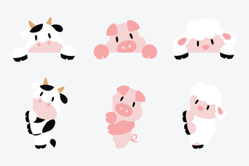 Farm animal cartoon - peeking