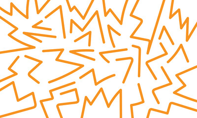 Dynamic orange geometric shapes create a bold and energetic abstract pattern on white