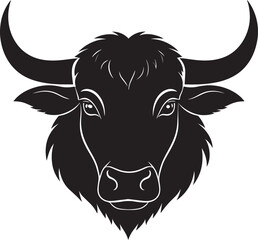 Yak Head in Silhouette Vector | Strong Black Vector Art for Rustic Animal Illustration
