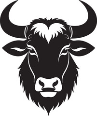 Yak Head in Silhouette Vector | Strong Black Vector Art for Rustic Animal Illustration