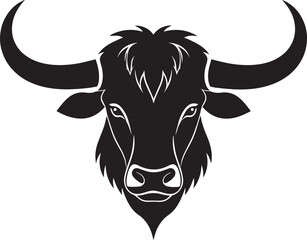 Yak Head in Silhouette Vector | Strong Black Vector Art for Rustic Animal Illustration