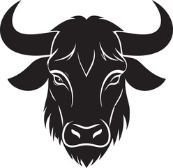 Yak Head in Silhouette Vector | Strong Black Vector Art for Rustic Animal Illustration