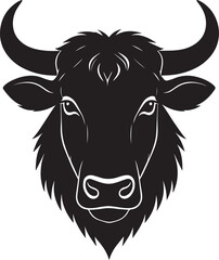 Yak Head in Silhouette Vector | Strong Black Vector Art for Rustic Animal Illustration