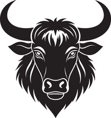 Yak Head in Silhouette Vector | Strong Black Vector Art for Rustic Animal Illustration