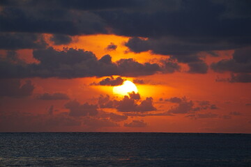 Sunrise over Indian Ocean in African Zanzibar island in Tanzania