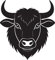 Yak Head in Silhouette Vector | Strong Black Vector Art for Rustic Animal Illustration