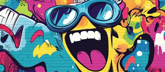 Obraz premium Flat Abstract Urban Art Colorful Street Graffiti Style Vector Illustration pop art Background Template.